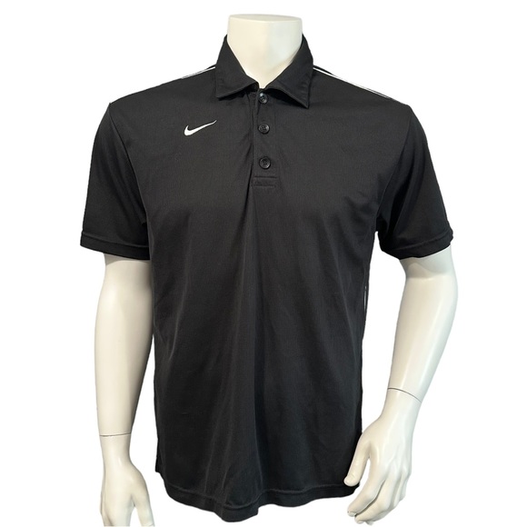 Nike Shirts Nike Mens Polo Shirt Black Logo Collar Buttons Short